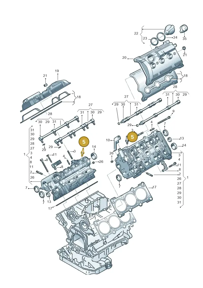 078103251 — Volkswagen PASSAT/4MOTION/W8 (2002-2005) diagram 219103650, position 5