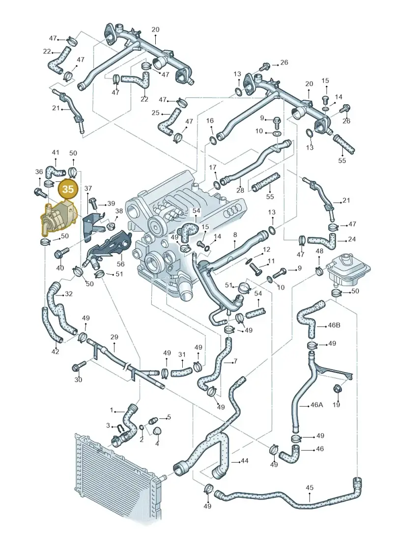 078121601B — Volkswagen PASSAT/4MOTION/W8 (2002-2005) diagram 195121610, position 35