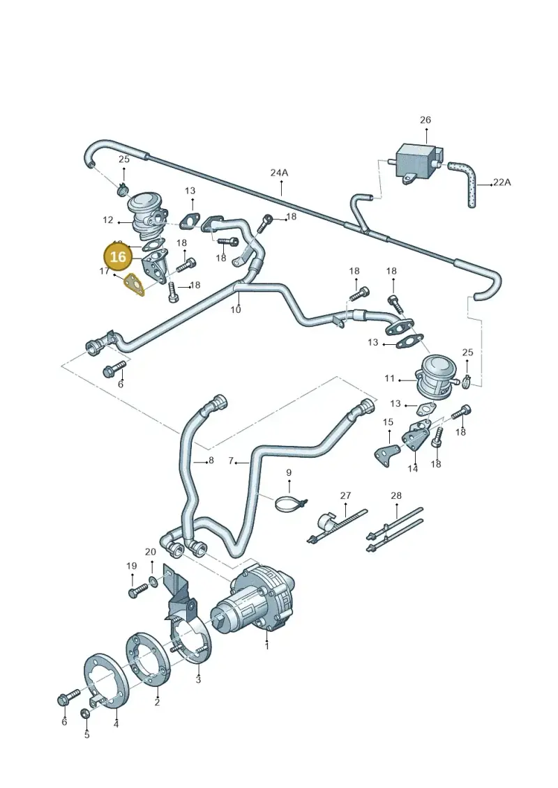 078131166 — Volkswagen PASSAT/4MOTION/W8 (2002-2005) diagram 156131110, position 16