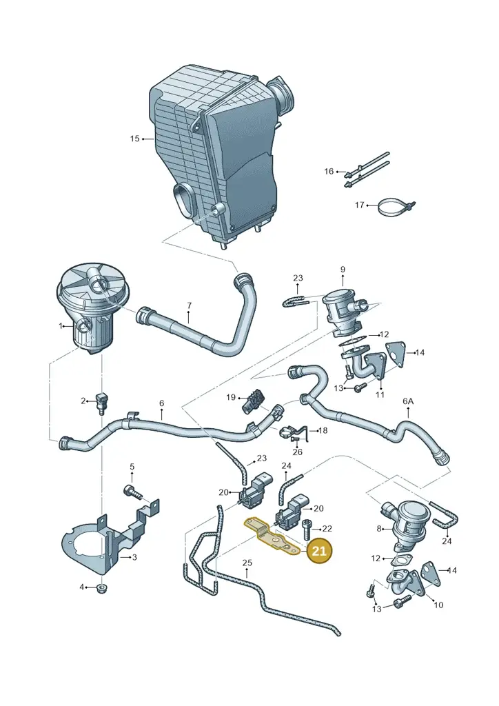 079131327C — Volkswagen Touareg BlueMotion (2014-2018) diagram 693131100, position 21