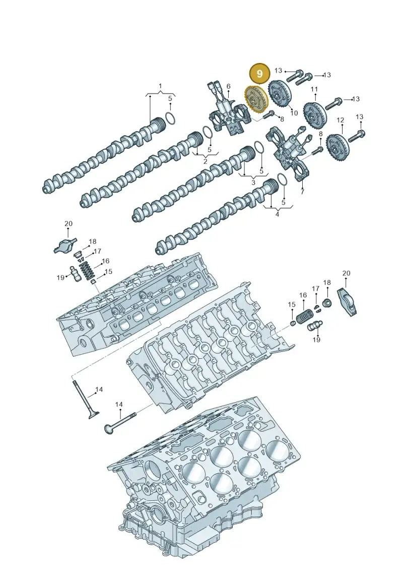 07C109088AA — Volkswagen Phaeton 4motion (2010-2016) diagram 258109400, position 9