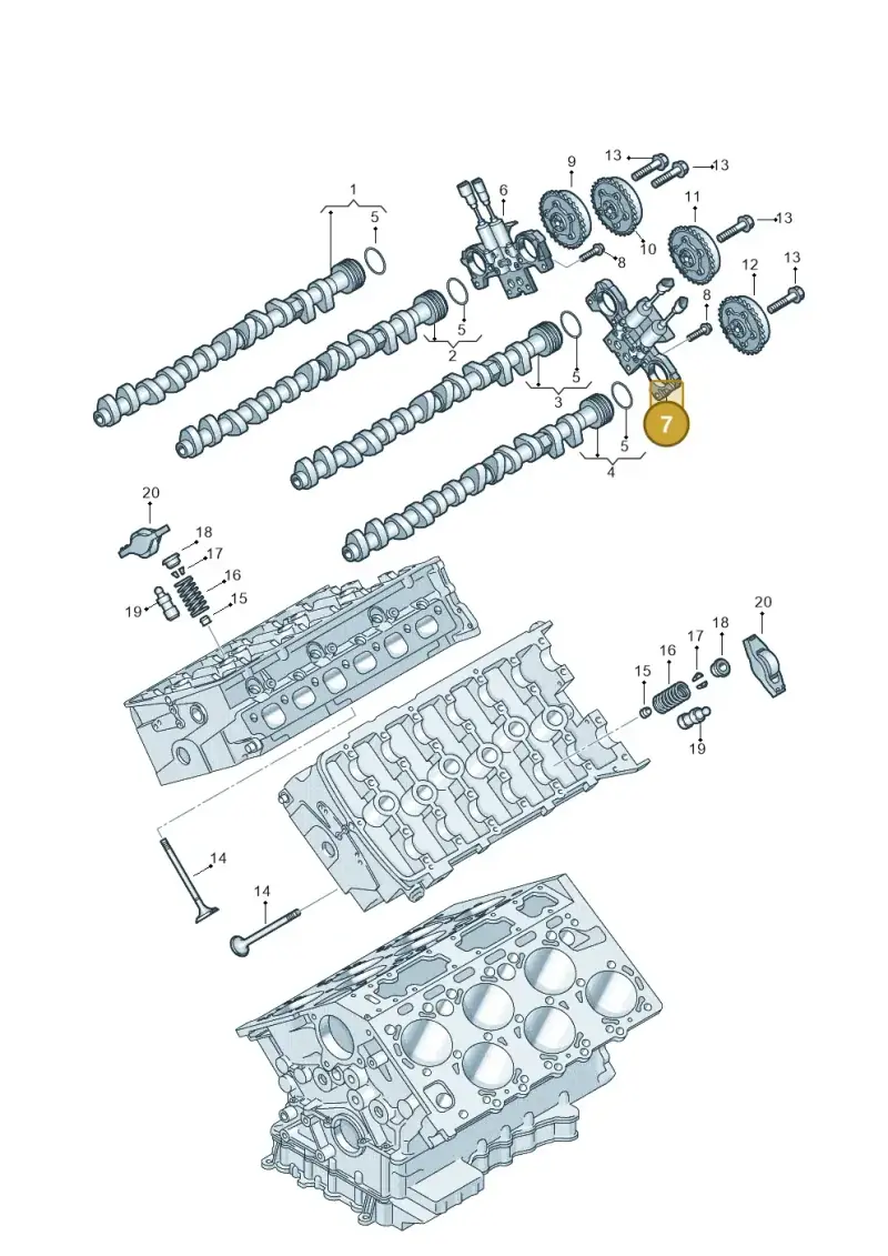 07C109204K — Volkswagen Phaeton 4motion (2010-2016) diagram 258109400, position 7
