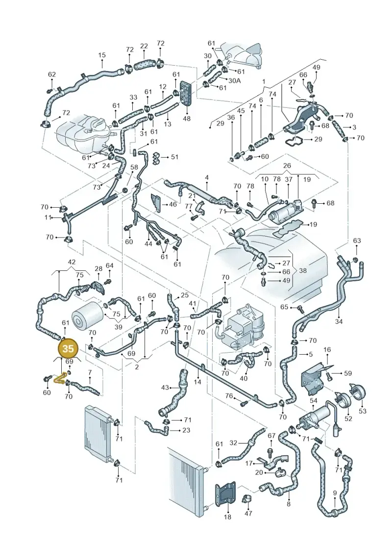 07C121511R — Volkswagen Phaeton (lang) (2003-2006) diagram 258121600, position 35