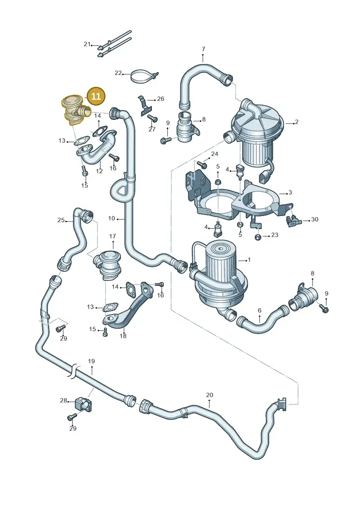 07C131101M — Volkswagen Phaeton 4motion (2010-2016) diagram 258131250, position 11