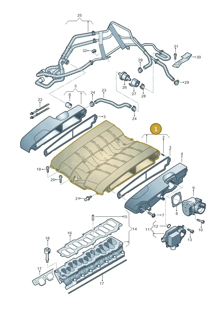 07C133201AH — Volkswagen Phaeton 4motion (2010-2016) diagram 258133860, position 1
