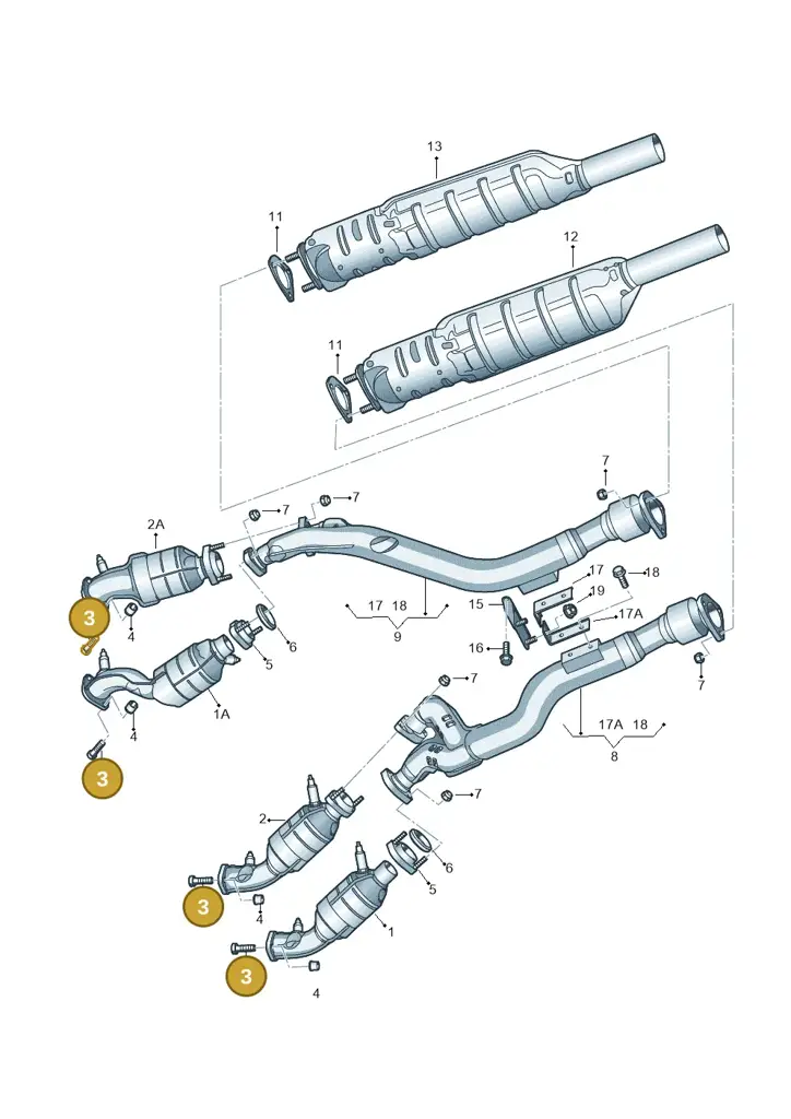 07C253090B — Volkswagen Phaeton 4motion (2010-2016) diagram 258253750, position 3