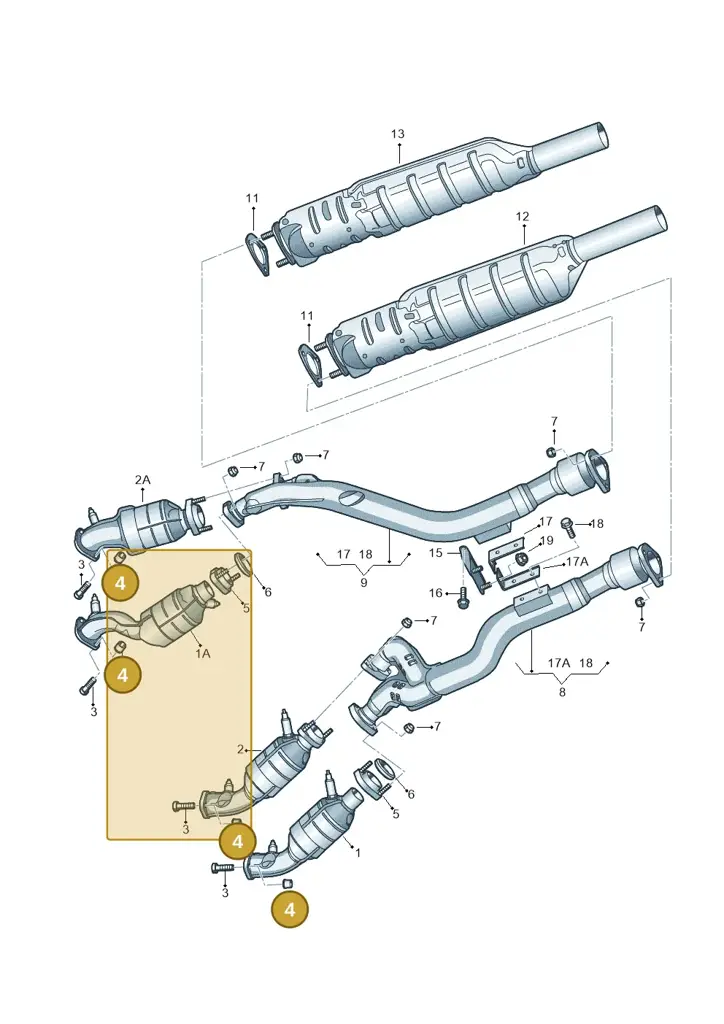 07C253466A — Volkswagen Phaeton 4motion (2010-2016) diagram 258253750, position 4