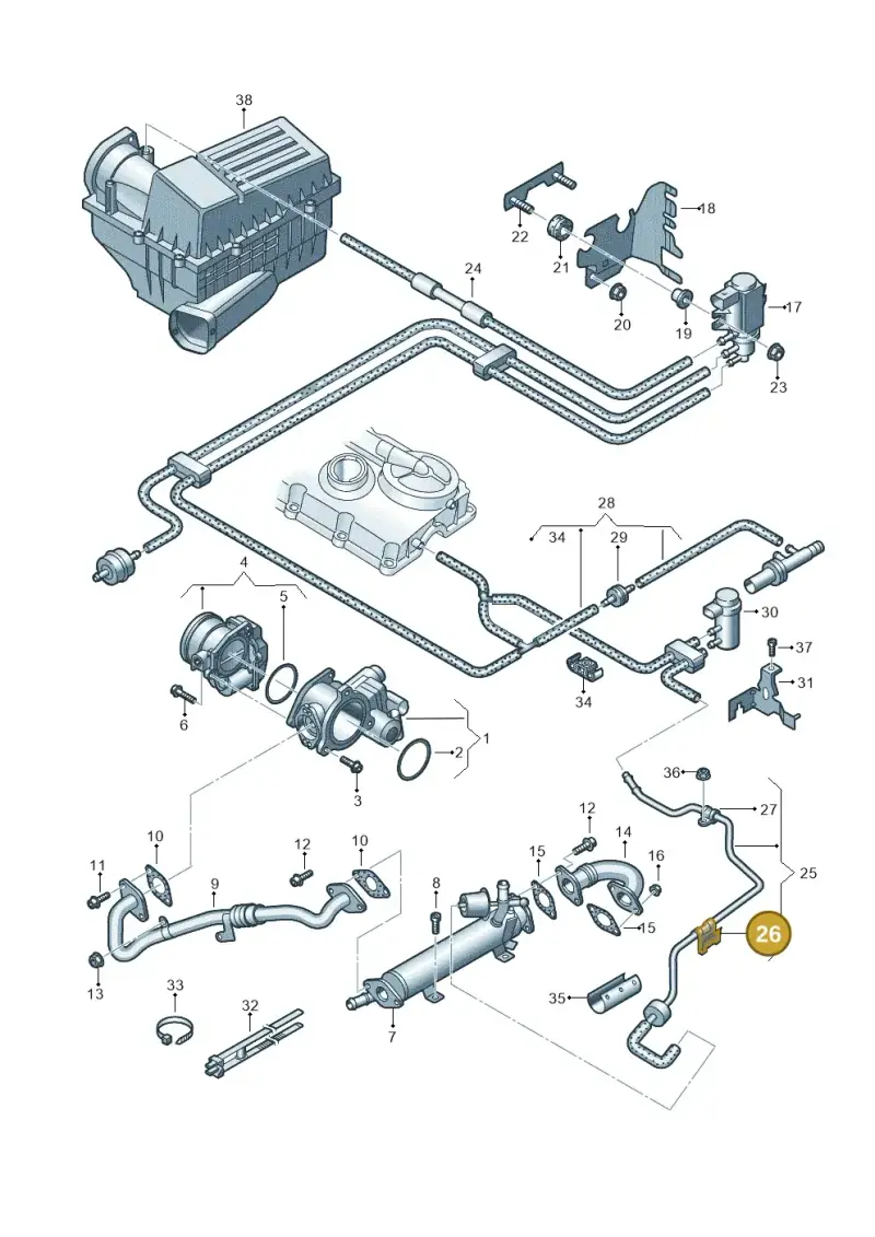 07D971939 — Volkswagen Golf estate (2009-2013) diagram 634131400, position 26