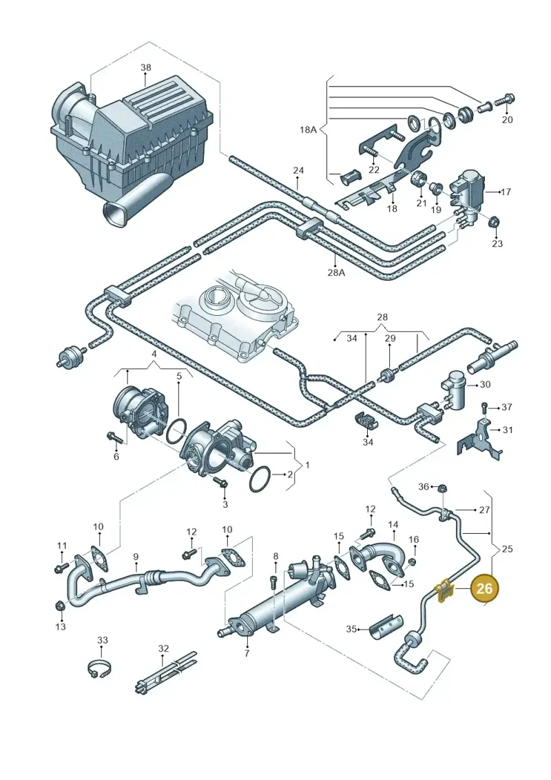 07D971939 — Volkswagen Passat CC (2008-2012) diagram 645131450, position 26