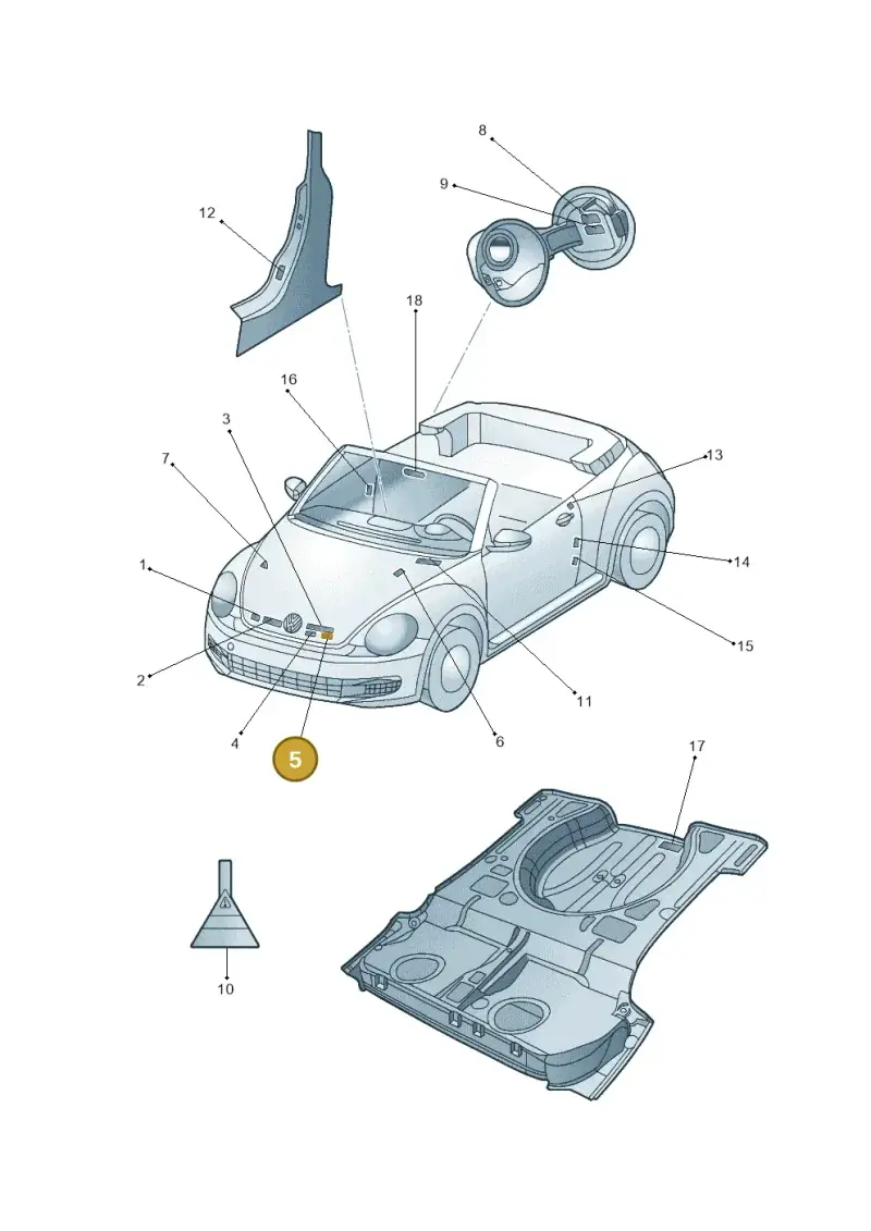 07K010706T — Volkswagen New beetle cabriolet (2011-2016) diagram 716010000, position 5