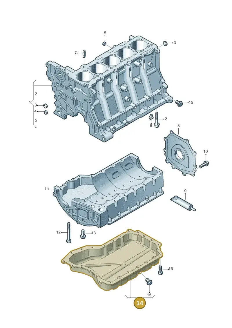 07K103600A — Volkswagen Golf (2011-2013) diagram 474103250, position 14