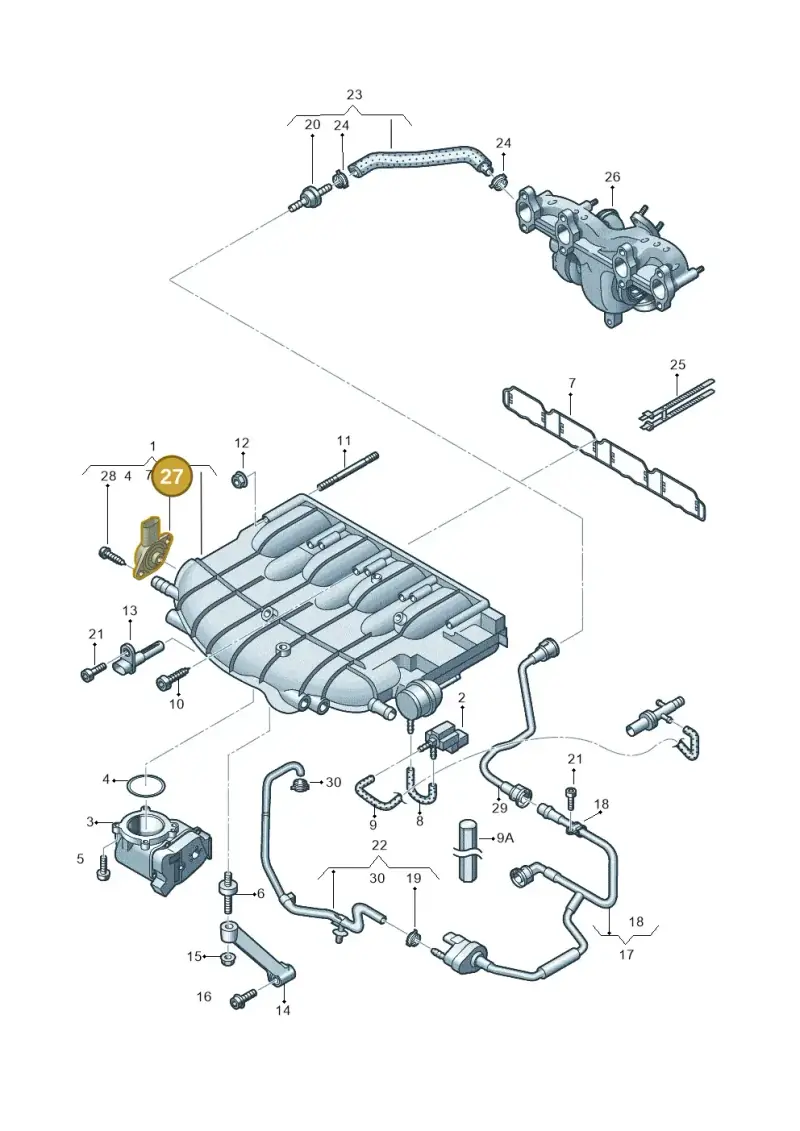 07L907386B — Volkswagen Scirocco 2.0 (2014-2017) diagram 718133300, position 27