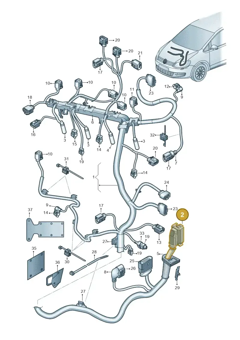 07Z906379A — Volkswagen Sharan (2015-2022) diagram 863971080, position 2
