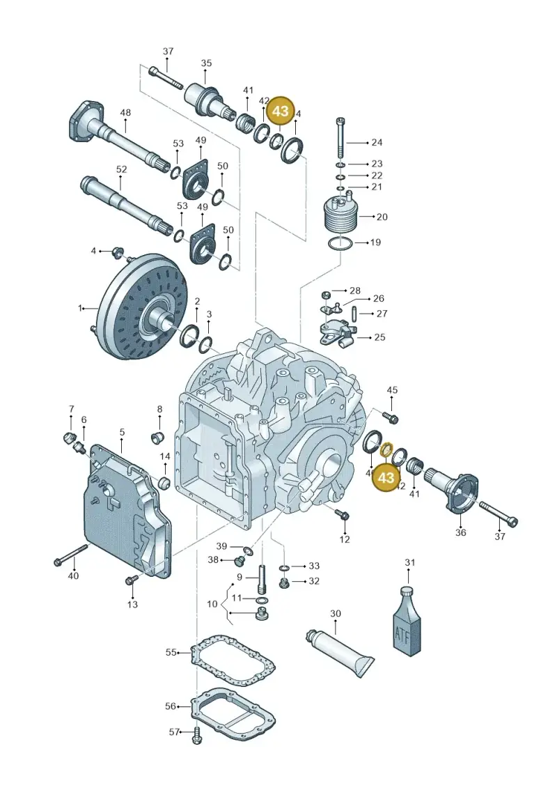 09A409374 — Volkswagen Jetta/Wagon (2002-2006) diagram 405321650, position 43