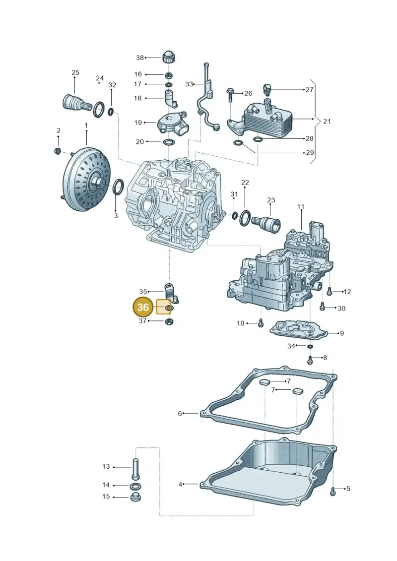 09G321381 — Volkswagen Golf 1.6 (2015-2019) diagram 602321200, position 36