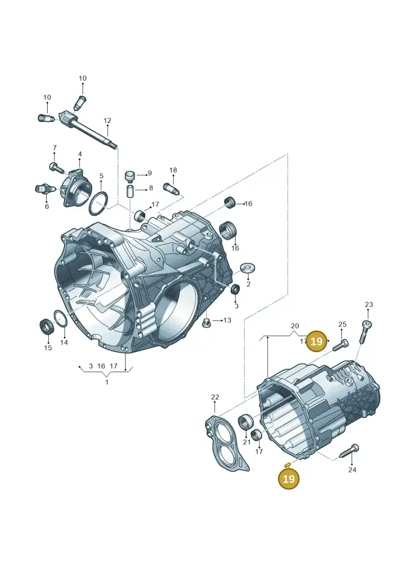 0A2301113 — Volkswagen PASSAT/4MOTION/W8 (2002-2005) diagram 448301450, position 19
