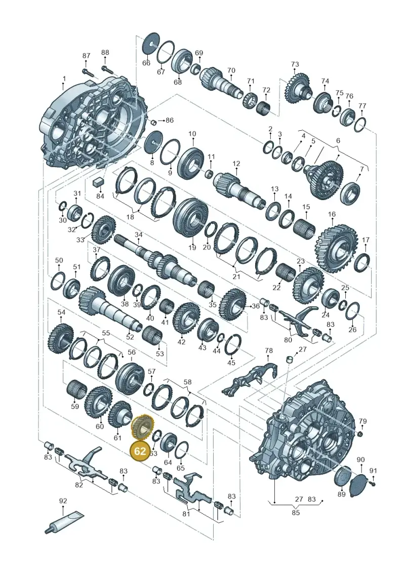 0A5311165A — Volkswagen Sharan BlueMotion (2015-2022) diagram 884300802, position 62