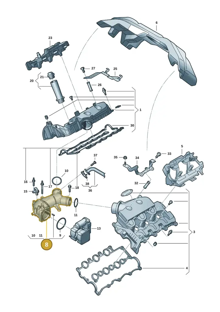 0XW129565C — Volkswagen Amarok twin cab (2022-) diagram 2hb129600, position 8