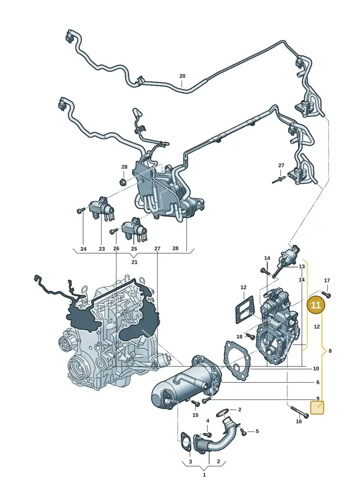 0XW131503 — Volkswagen Amarok twin cab (2022-) diagram 2hb131100, position 11