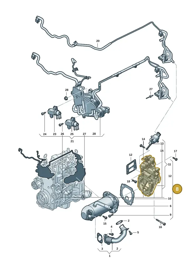 0XW131508B — Volkswagen Amarok twin cab (2022-) diagram 2hb131100, position 8