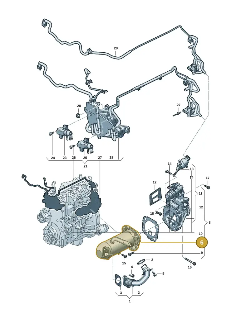 0XW131512 — Volkswagen Amarok twin cab (2022-) diagram 2hb131100, position 6