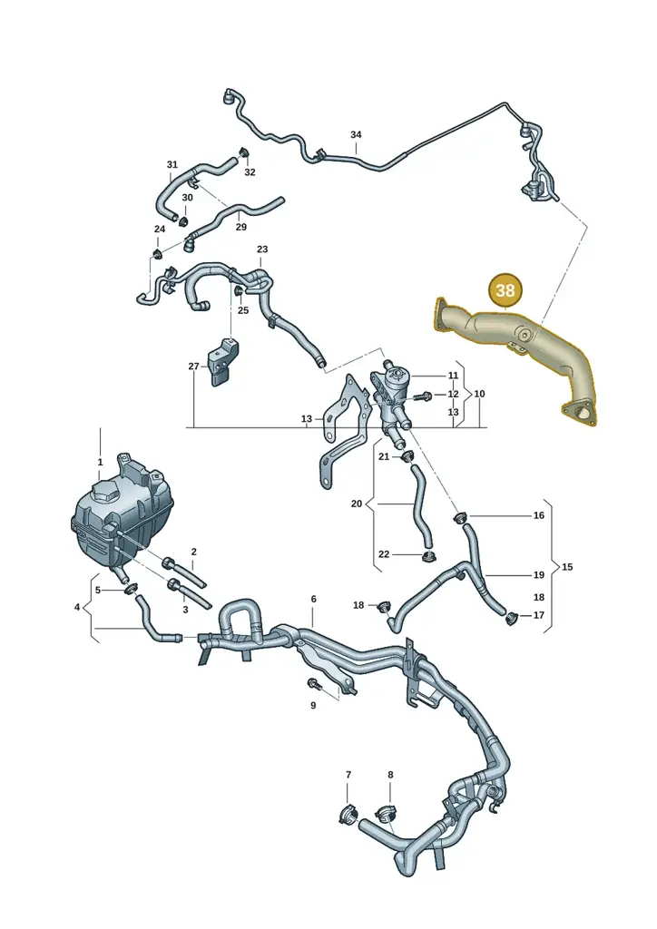 0XW131520 — Volkswagen Amarok twin cab (2022-) diagram 2hb121430, position 38