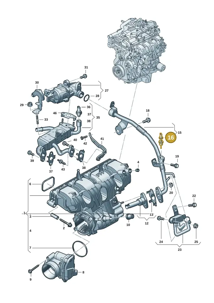 0XW906088 — Volkswagen Amarok twin cab (2022-) diagram 2hb133150, position 16