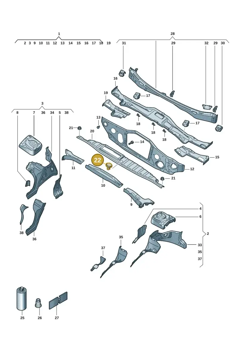 10A806285B — Volkswagen ID.3 Pro (2019-2024) diagram 10a803005, position 22