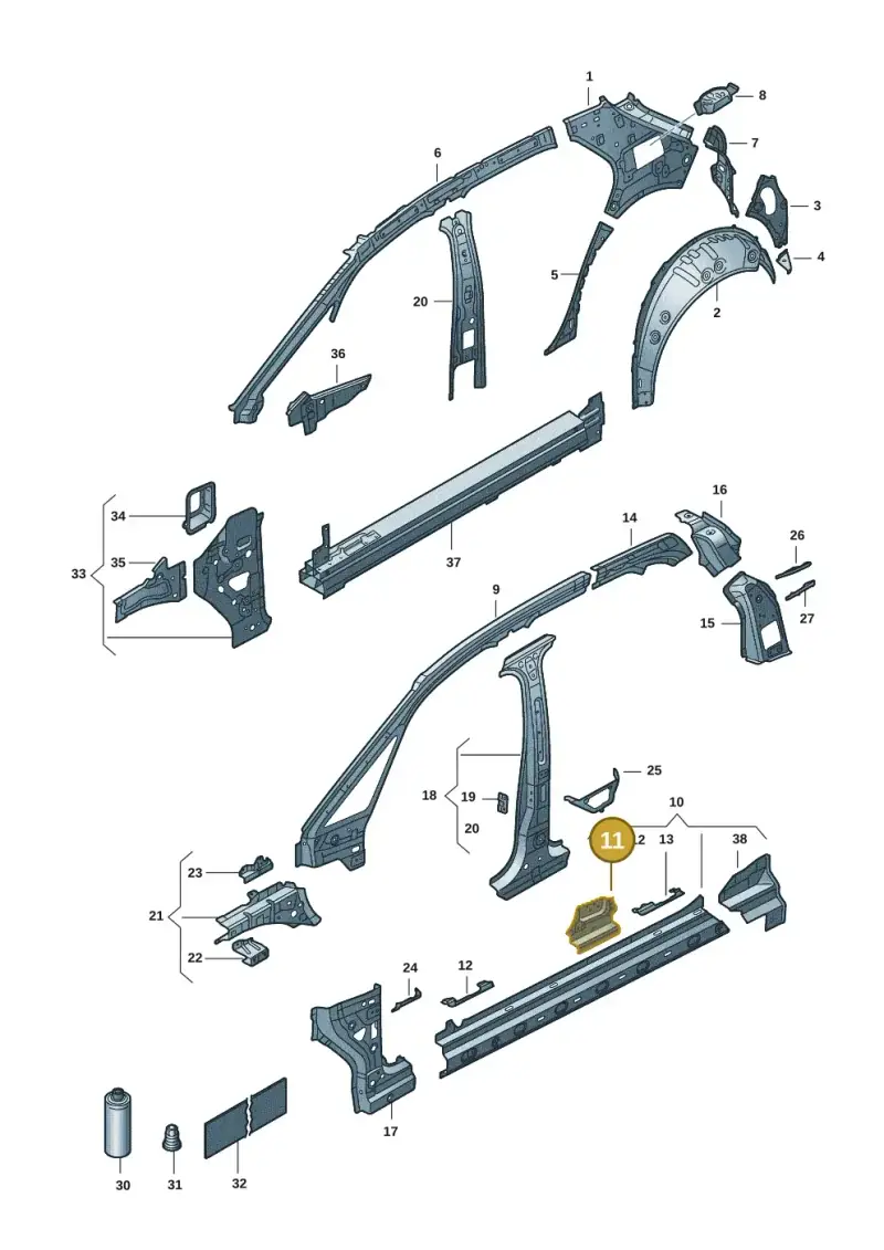 10A809317 — Volkswagen ID.3 Pro (2019-2024) diagram 10a809010, position 11