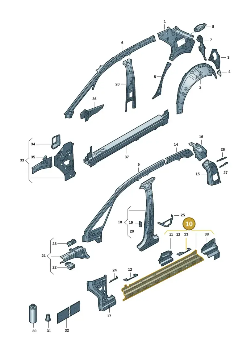 10A809377 — Volkswagen ID.3 Pro (2019-2024) diagram 10a809010, position 10