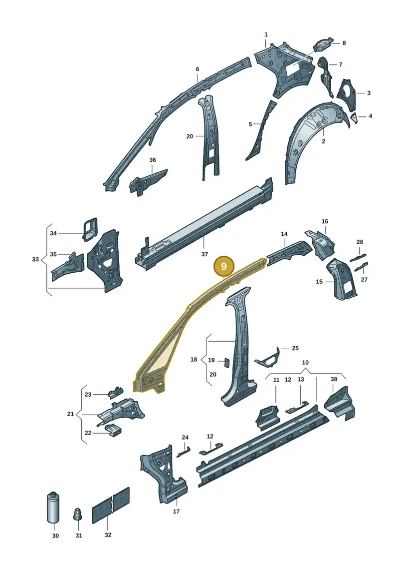 10A809437B — Volkswagen ID.3 Pro (2019-2024) diagram 10a809010, position 9