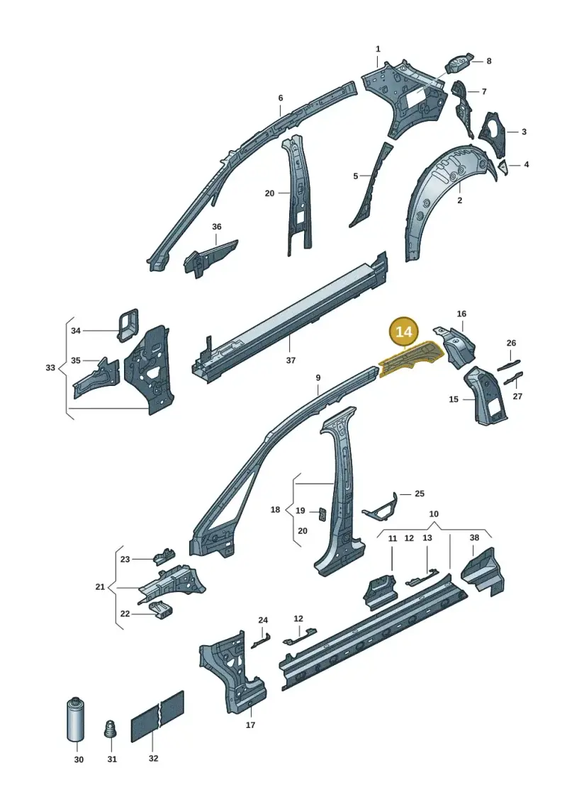 10A810500 — Volkswagen ID.3 Pro (2019-2024) diagram 10a809010, position 14
