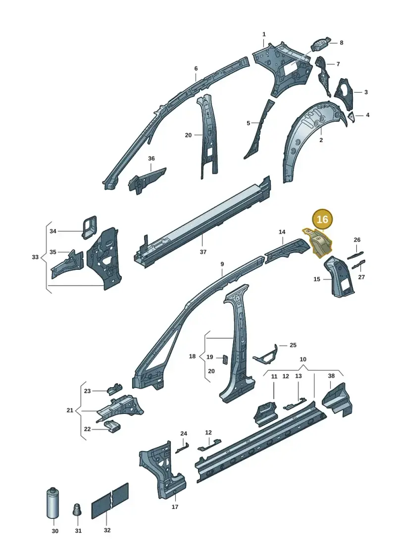 10A810503 — Volkswagen ID.3 Pro (2019-2024) diagram 10a809010, position 16