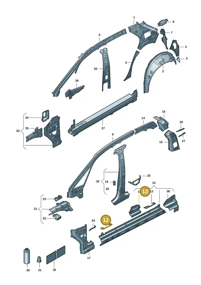 10A810686 — Volkswagen ID.3 Pro (2019-2024) diagram 10a809010, position 12