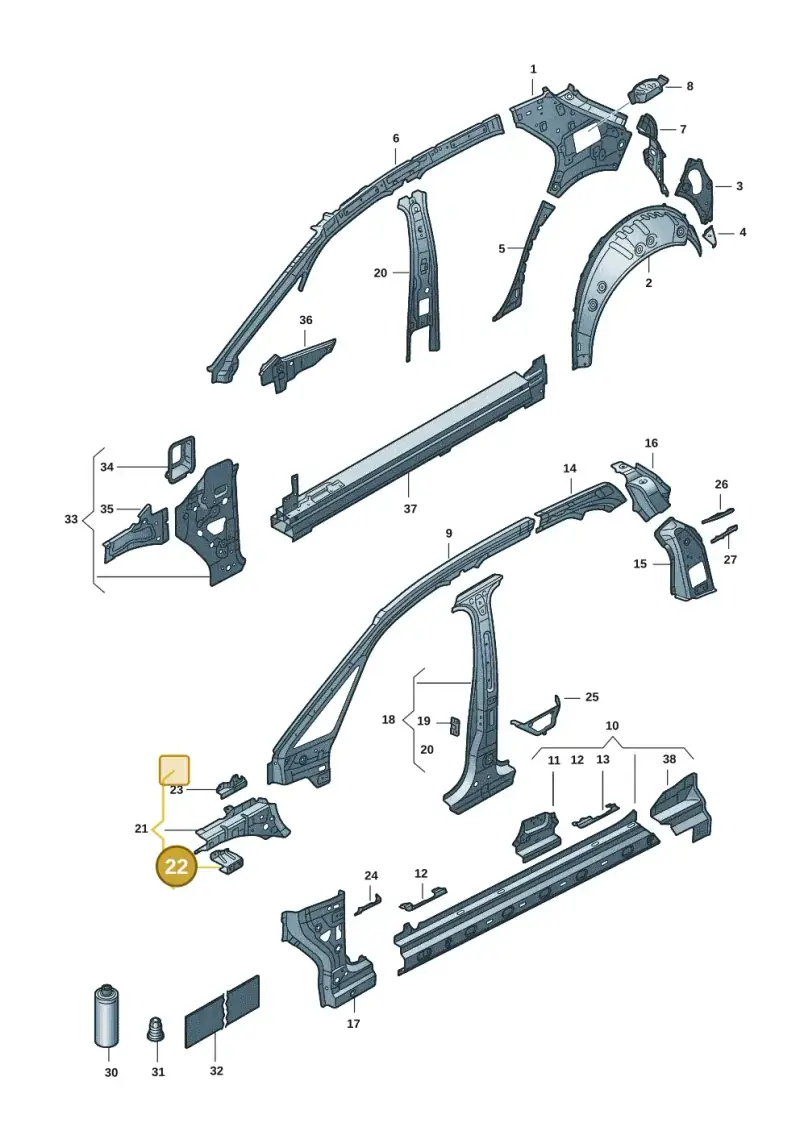 10A821185 — Volkswagen ID.3 Pro (2019-2024) diagram 10a809010, position 22