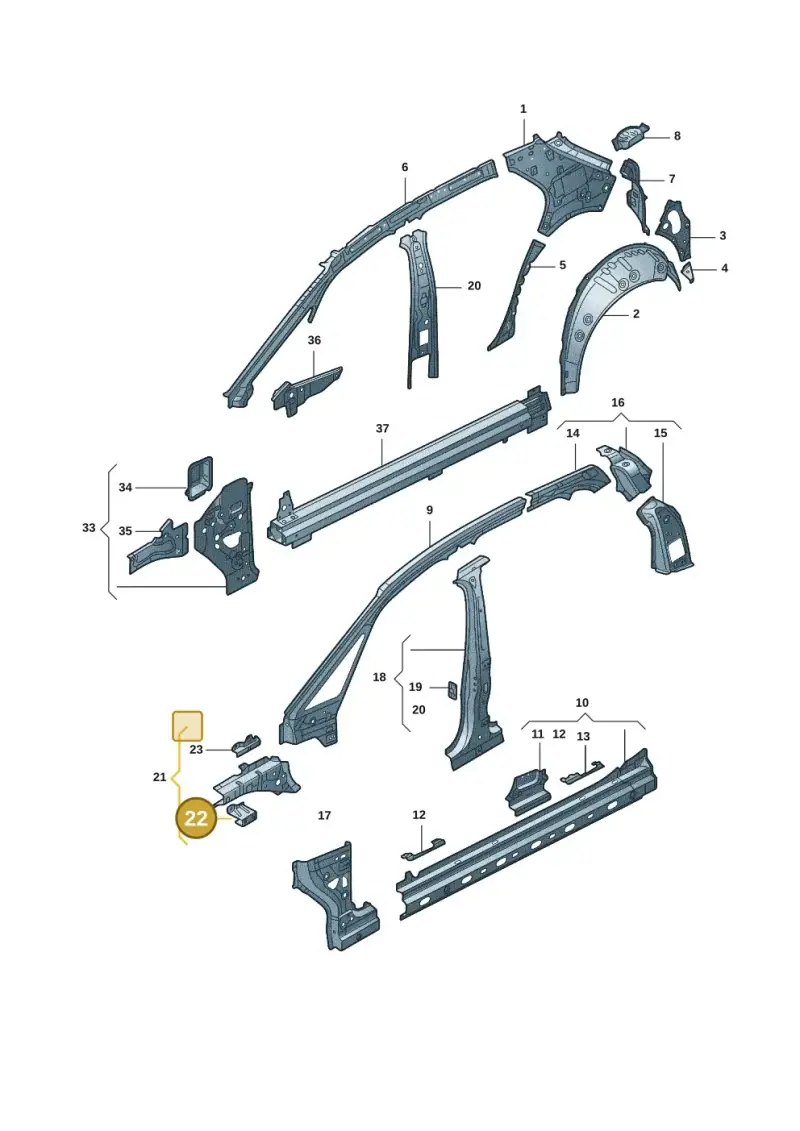 10A821185 — Volkswagen ID.3 (2021-) diagram 10d809010, position 22