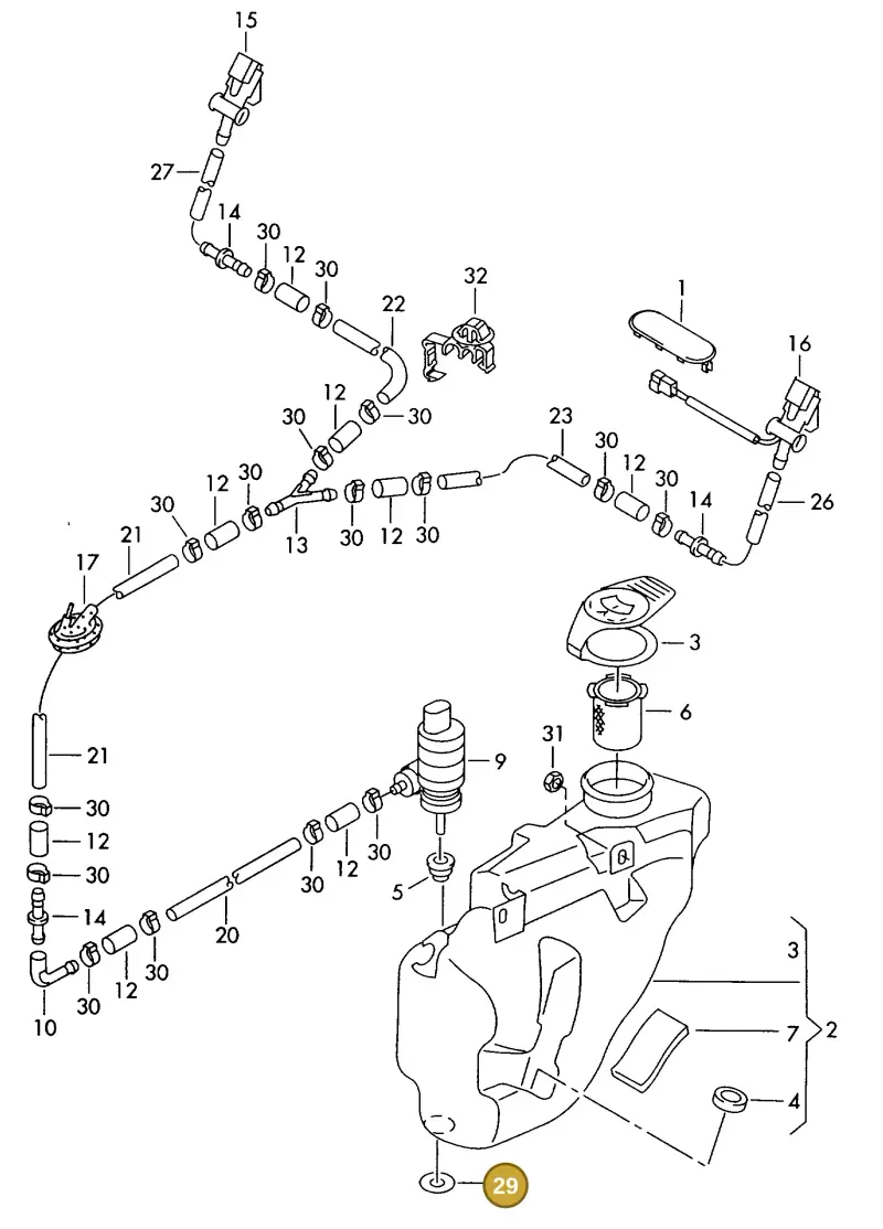 111857779 — Volkswagen GOLF CABRIO (2002-2002) diagram 214955100, position 29