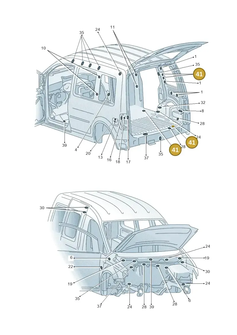 111857779 — Volkswagen Caddy kombi (2015-2020) diagram 443803360, position 41
