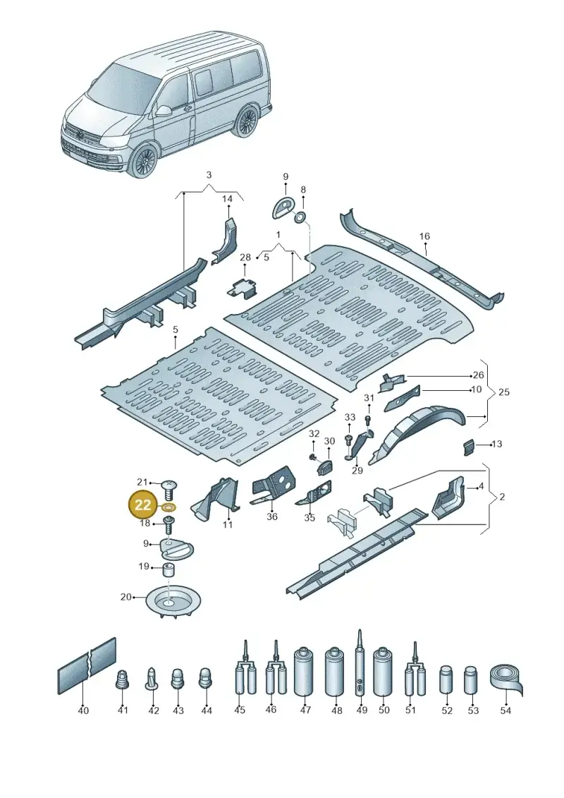 111857779 — Volkswagen Caravelle (2019-2024) diagram 861801200, position 22