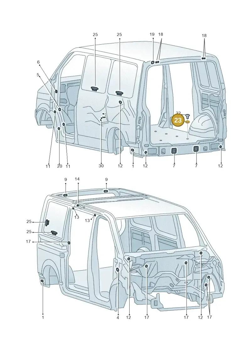 111857779 — Volkswagen Transport. multivan (2019-2024) diagram 861803360, position 23