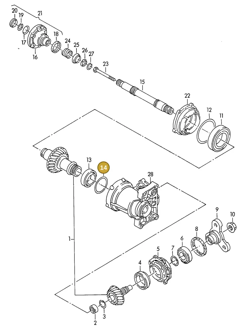 113517205A — Volkswagen Passat Var.syncro (1994-1996) diagram 143409200, position 14
