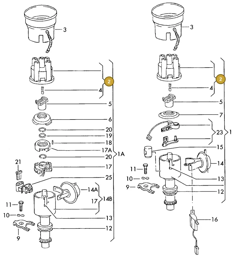 113905207C — Volkswagen Scirocco (1983-1989) diagram 007203000, position 2