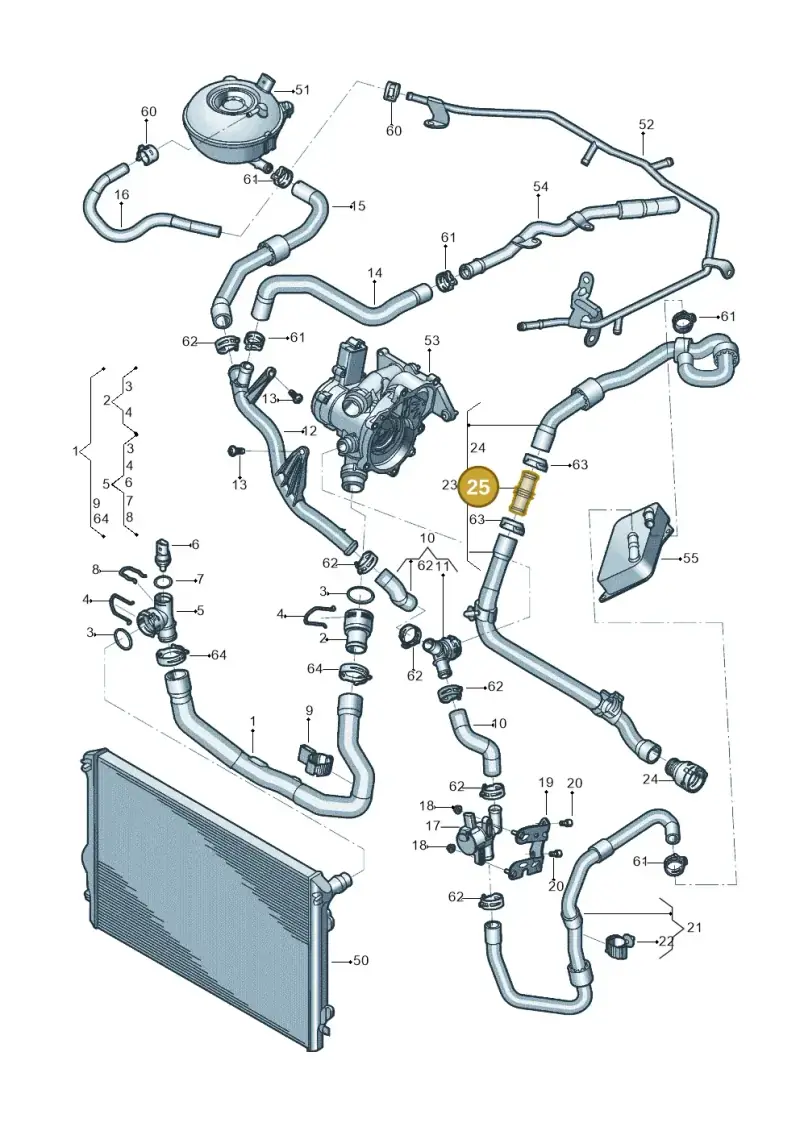 12E121140A — Volkswagen Tiguan 2.0 4Motion (2017-2024) diagram 833121400, position 25