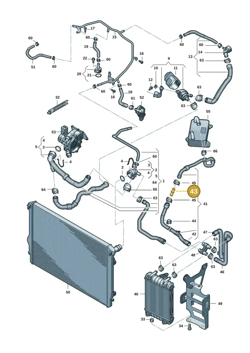 12E121140A — Volkswagen Tiguan 2.0 4Motion (2016-2024) diagram 884121418, position 43