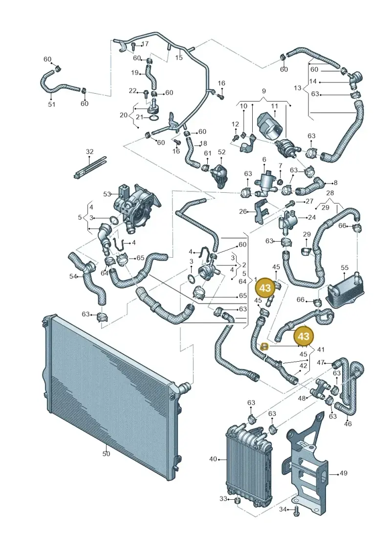 12E121140A — Volkswagen Tiguan 2.0 4Motion (2016-2024) diagram 884121450, position 43