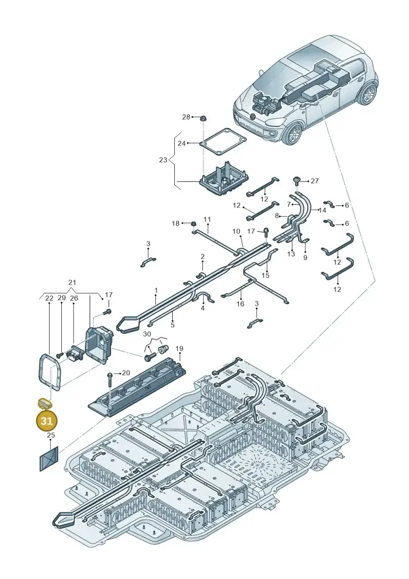 12E971883 — Volkswagen E-up! (2016-2023) diagram 772915700, position 31