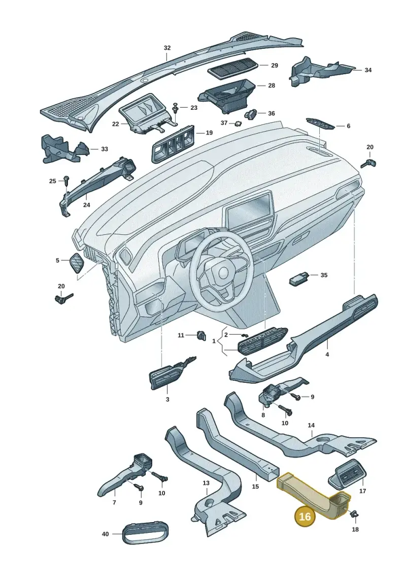 14A863250 — Volkswagen Aero saloon (2023-) diagram 11a819300, position 16