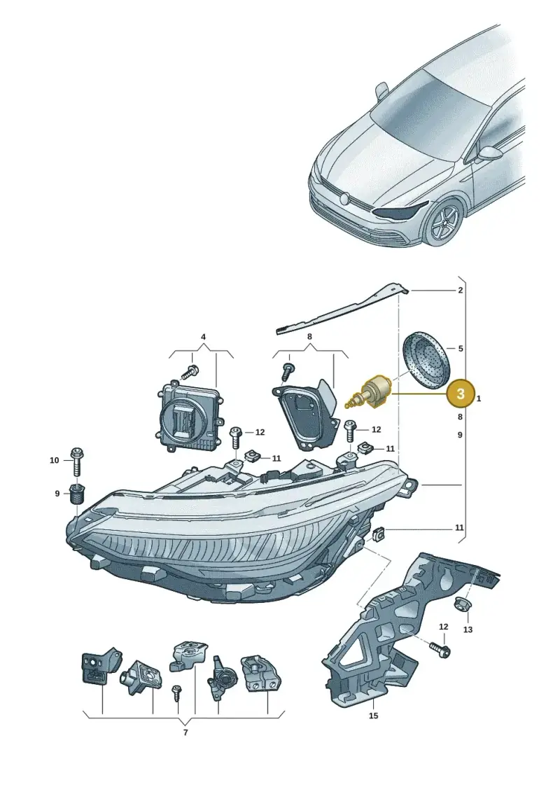 14A941295 — Volkswagen Golf 2.0 BlueMotion (2019-2024) diagram 5h0941001, position 3