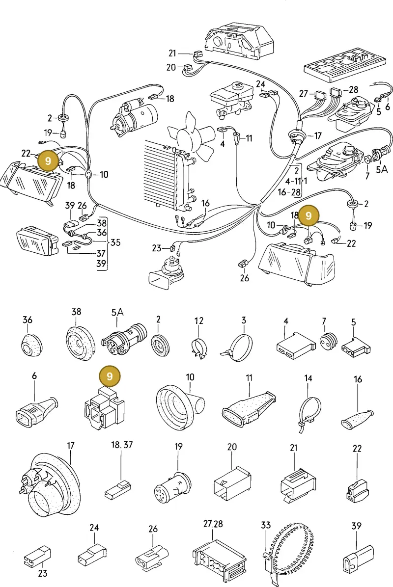 161941165 — Audi 5000 S/Wagon qu. (1987-1988) diagram 058177000, position 9