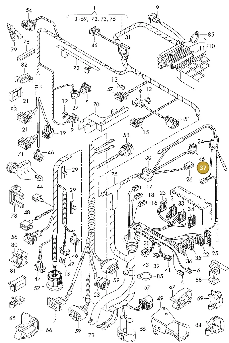 161971990A — Volkswagen GOLF CABRIO (1998-2001) diagram 214971230, position 37